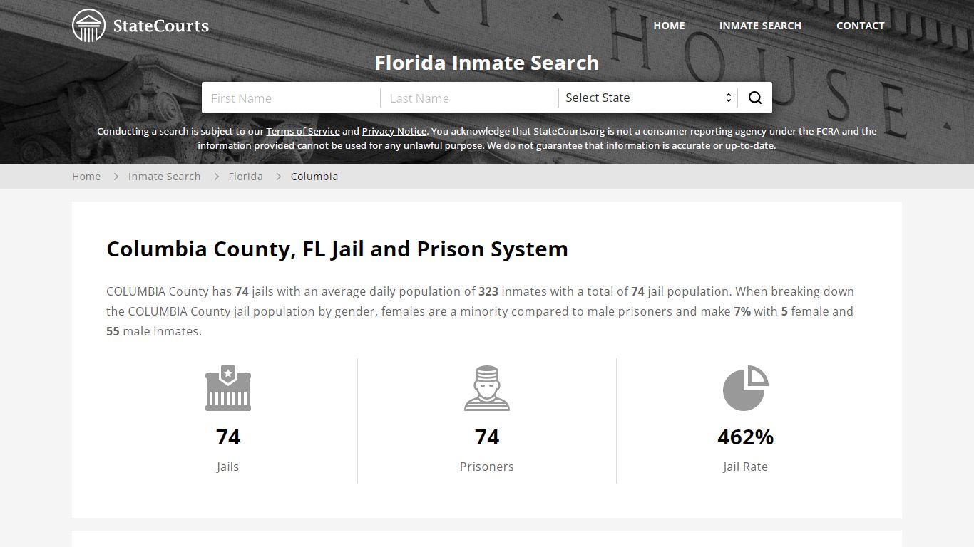 Columbia County, FL Inmate Search - StateCourts